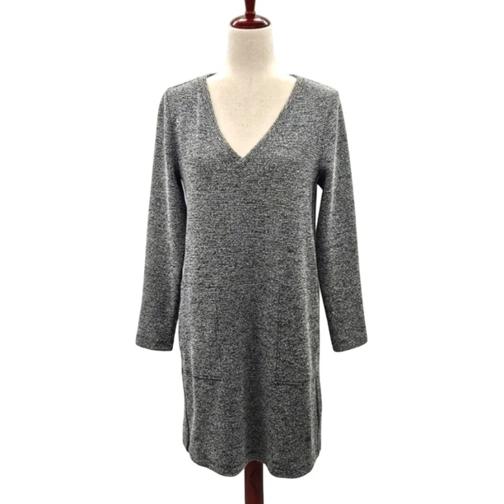 Lou &‎ Grey Gray V-Neck Boucle Stretch Knit Dress Size Medium